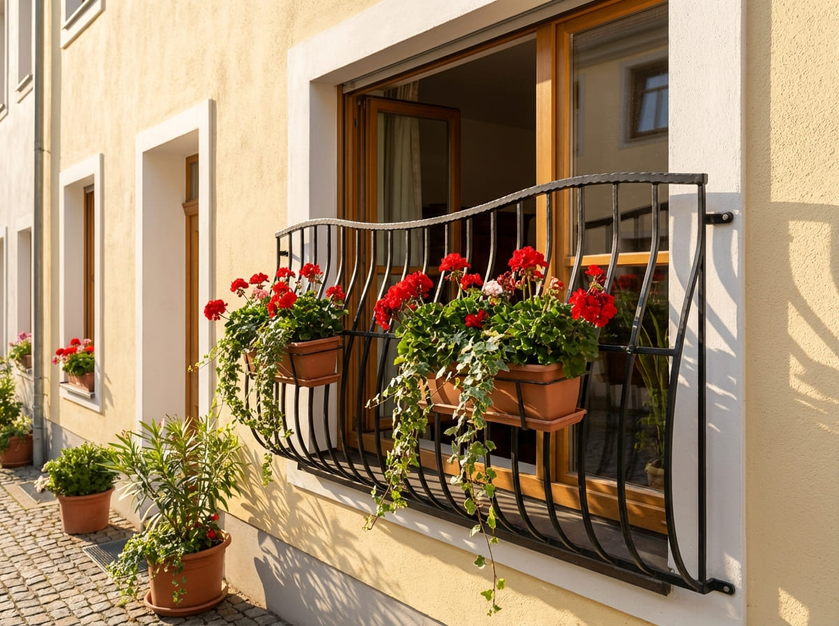 Fenstergitter als Blumenkasten