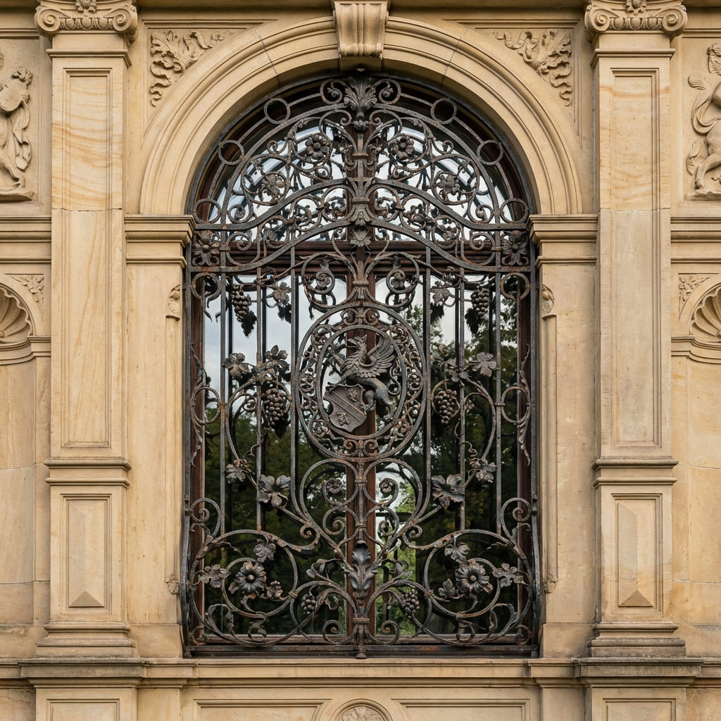 Fenstergitter Villa mit Ornamenten