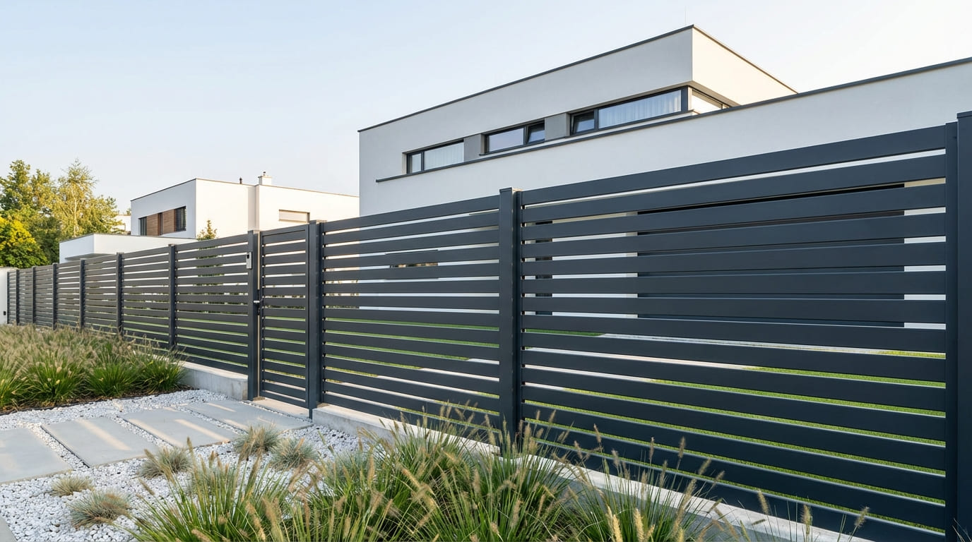 Horizontaler Lamellenzaun modern