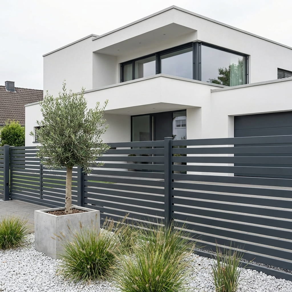 Moderner Metallzaun anthrazit