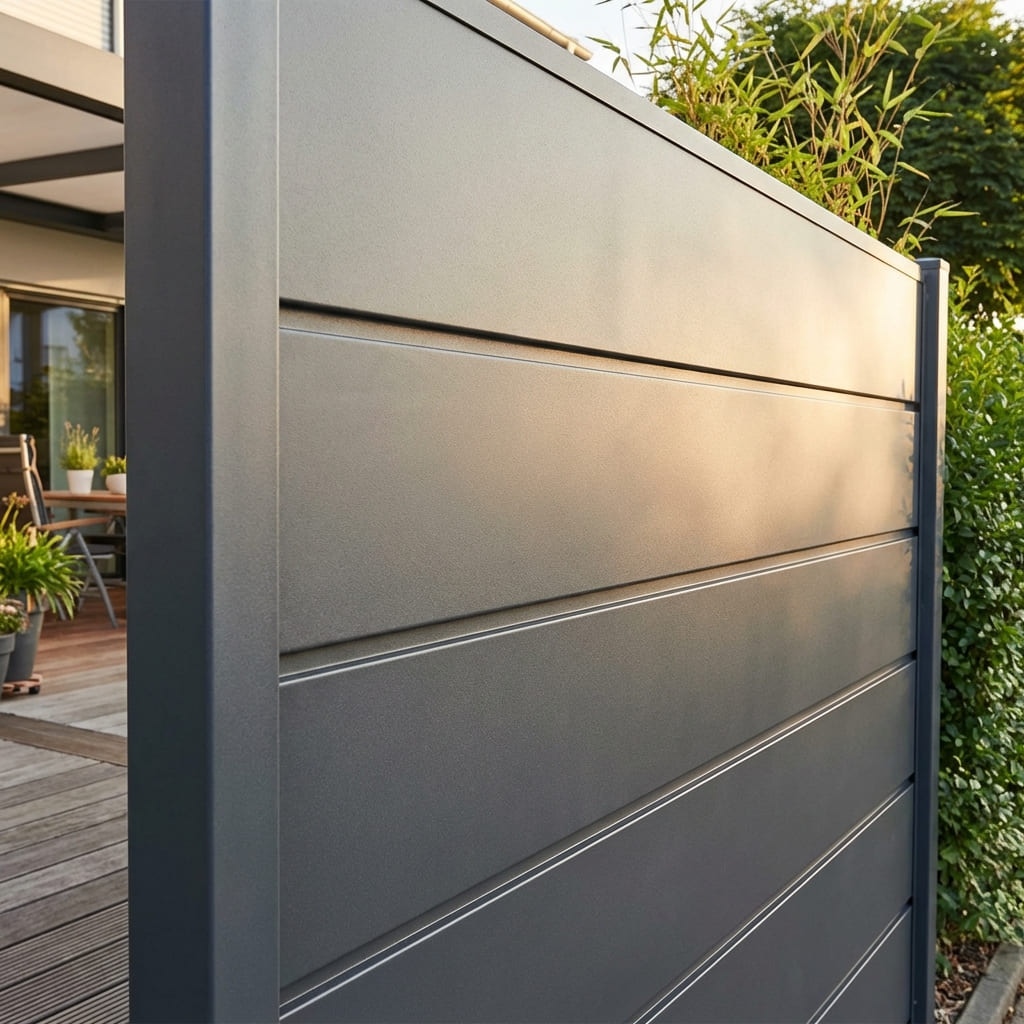 Sichtschutzzaun aus Metall modern