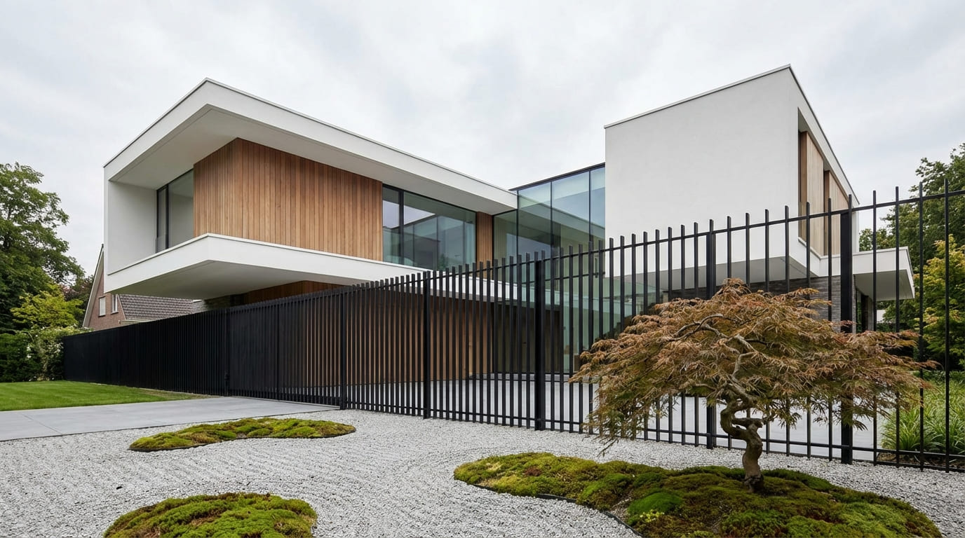 Vertikaler Stabzaun minimalistisch