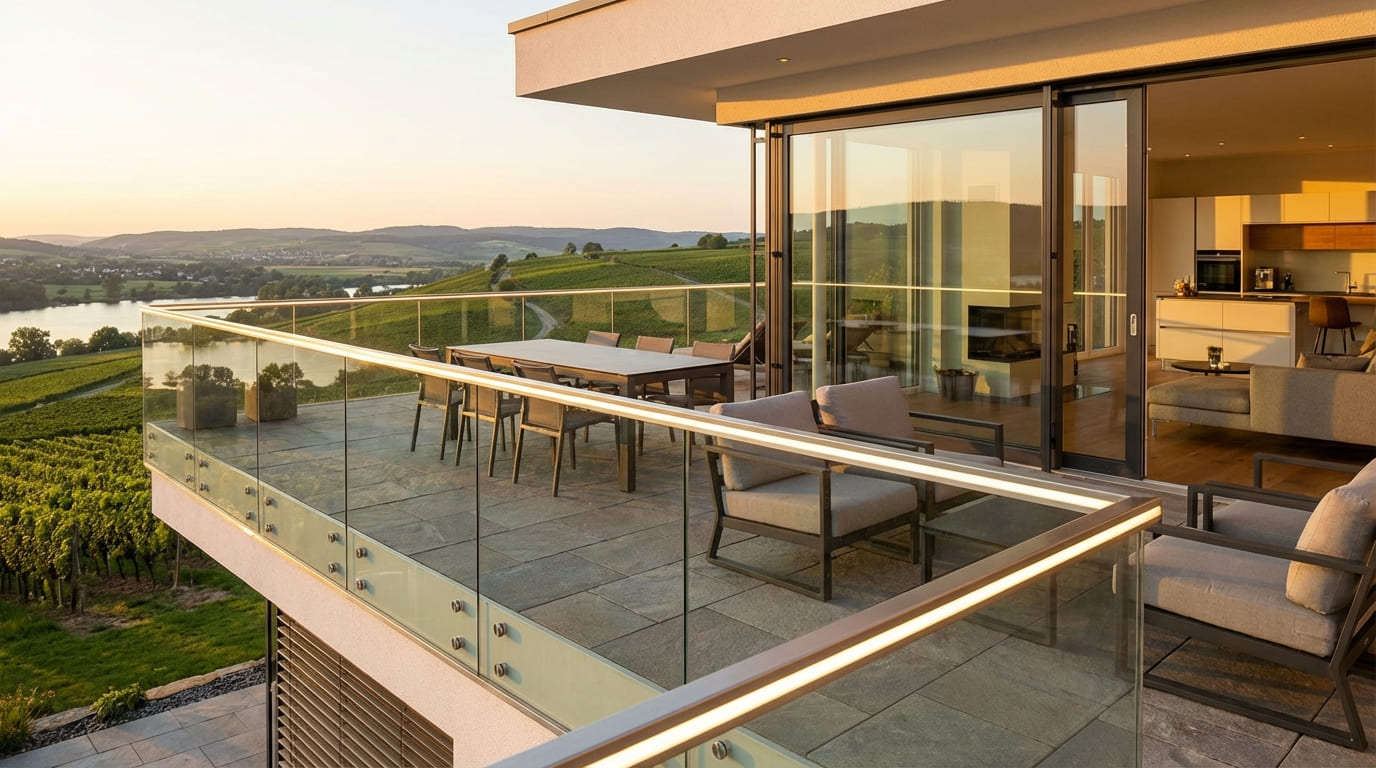 Terrassengeländer mit Glas Panorama